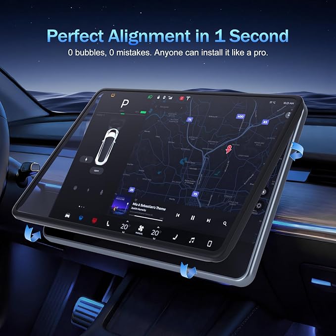 (15.4")【1s Snap-On Easy installation】Tesla Accessories - 4K HD & Anti-Blue Light Screen Protector for 2025 Model Y Juniper (Standard、Premium) / Model 3 Highland (2024 - 2026), Frame & Screen Protection, Glossy
