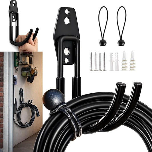 EV Charging Cable Holder for Garage, Tight Space Use, Sturdy Electric Car Charger Wall Mount with Wide J Hook Keep Tesla or J1772 25ft Mobile Connector Cord Off Floor