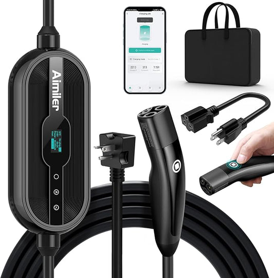 Level 1/2 Tesla Charger(WIFI APP/Plug-play), 16A, 25ft Cable ETL Certified, 240V NEMA 6-20P Plug & 120V 5-15P Adapter, NACS Connector, Portable Electric Car EV Charger for Tesla Models Y/X/3/S
