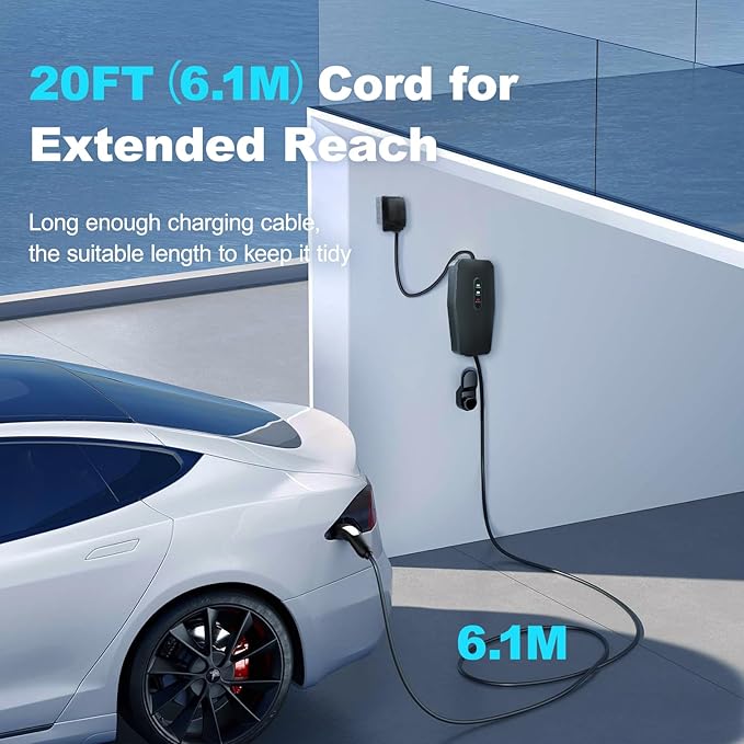 Level 2 Tesla Charger, Level 2 EV Charger for Tesla with 20FT Cable, 7KW 32Amp, NEMA 14-50 Plug, NACS Connector, 240V Portable Electric Car Charger for Tesla Models Y/X/3/S