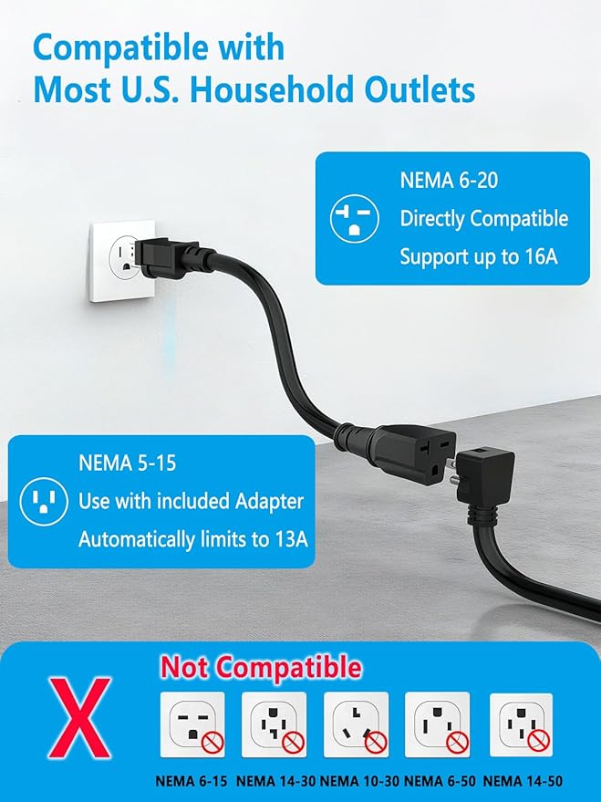 EV Charger Level 1 Level 2 for All SAE J1772 Electric Cars,16A 110V/240V Portabl Electric Vehicle Charging Station with NEMA 6-20 Plug & NEMA 5-15 Adapter