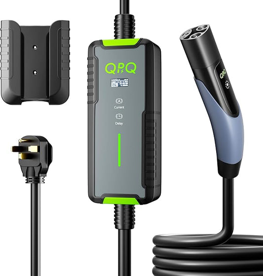 QPQ Level 2 Tesla Charger 32A, Portable Electric Car EV Charger for Tesla Models Y/X/3/S, 21FT Cable 240V NEMA 14-50 Plug, NACS Connector, 7.68KW Home EV Charging Station