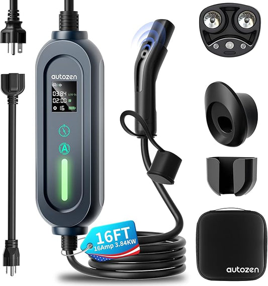 Level 1/2 Tesla Wall Charger, Tesla Portable Home Chargers with NACS Connector, 240V 16Amp, 6-20 Plug & 120V 12Amp, 5-15 Plug, Tesla EV Charger with 16Ft Cable for Models 3/Y/S/X
