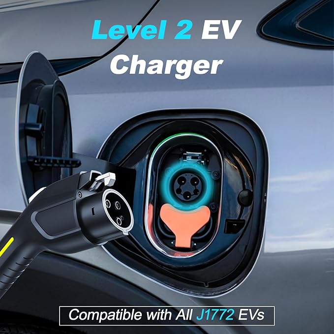 Level 2 EV Charger 32A 7KW - 20FT Cable & NEMA Adapter (14-50) - 240V Portable Electric Car Charger for All SAE J1772 EVs