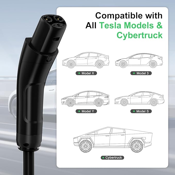 Level 2 Tesla Charger, 25A Portable EV Charger with NEMA 14-30 Plug, 22 ft Cable – Unlocking Convenience with One-Touch Release, Compatible with All Tesla Models & Cybertruck