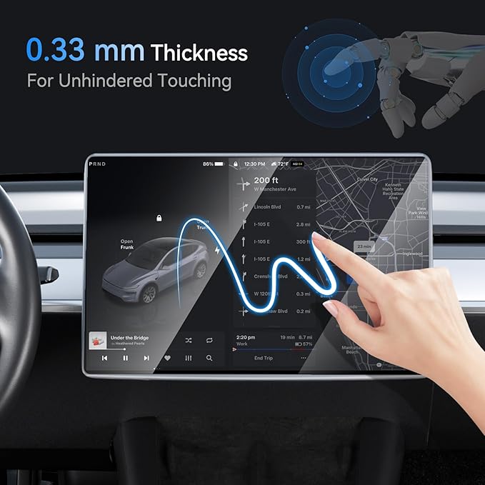 15.4 inch Screen Protector for Tesla Model 3/Y Accessories [Anti-Glare & Anti-Fingerprint] Front & Back Tempered Glass Screen Protector for Tesla Model Y 2025 & Model 3 Highland 2024-2026 - Matte
