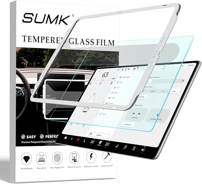 15 inch Screen Protector for Tesla Model Y /3 Accessories (No for 3 Highland & Y Juniper), [9H & Anti-scratch & Fingerprint] Front Protector for Model Y (2020~2024) Model 3 (2017~2023) - Glossy