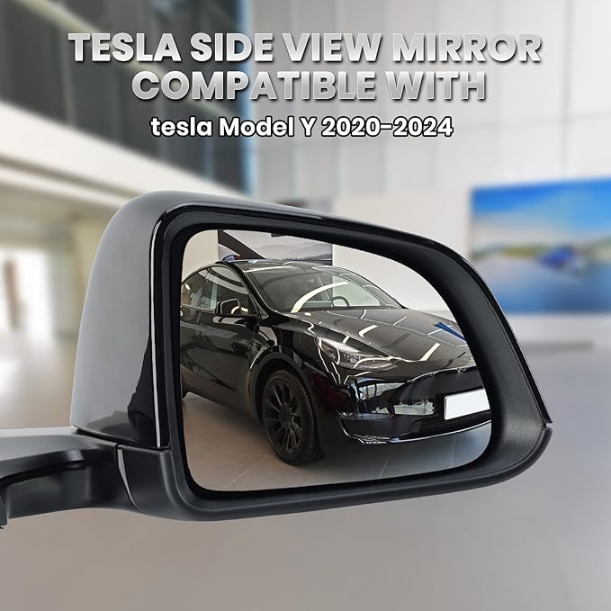 Right Passenger Side Mirror Compatible with Tesla Model Y 2020-2024 Replacement 1594112-00-C 159411200C Power Heated Memory 13 Pins (Black)