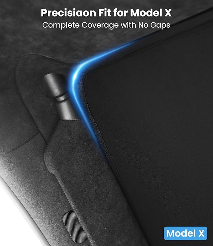 Zanch Upgraded Tesla Model X Sunshade Roof [No Gaps, Never Sag] 3PCS Heat Insulation Custom Fit Front Roof Glass Sun Shade for Model X 2020-2025, Black