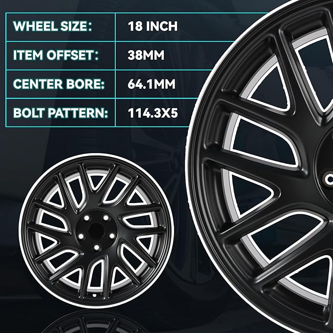 New Single 18 x 8.5" 18 Inch Dark Charcoal Premium Aluminum Alloy Wheel Rim Fits for Tesla Model 3 2024, 95910 OEM Design Replacement Rim