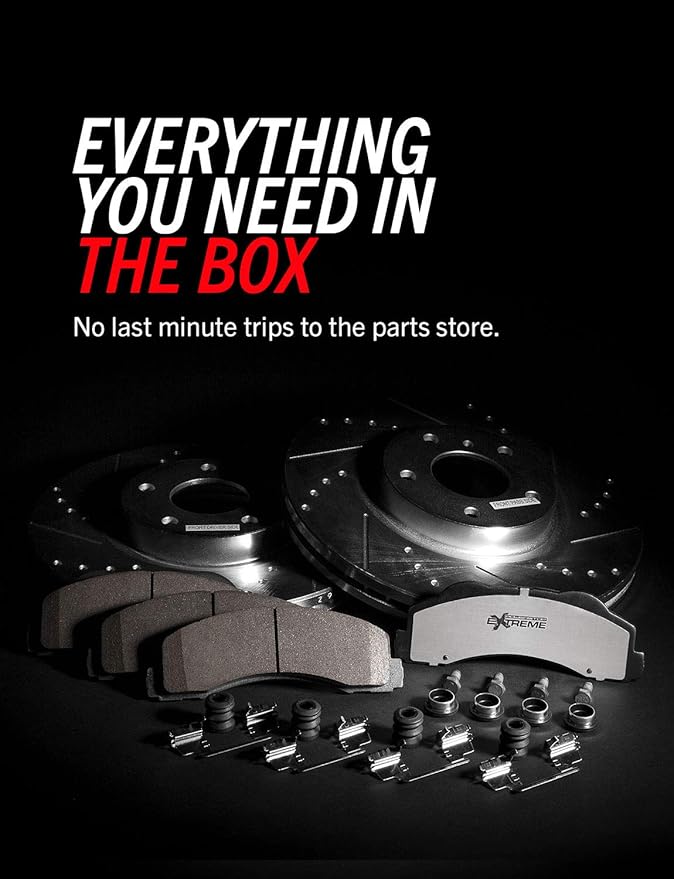 PowerStop Front and Rear Brake Kit For Tesla 3 2017-21 - Carbon Fiber Ceramic Brake Pads + Drilled & Slotted Rotors Upgrade, K8904-26