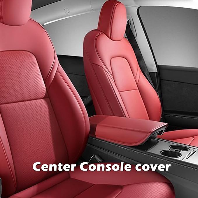HKZ Custom Fit Model Y Leather Seat Covers for Tesla Model Y 2019 2020 2021 2022 2023 2024,5-Seat Full Set,Car Seat Protector - Burgundy