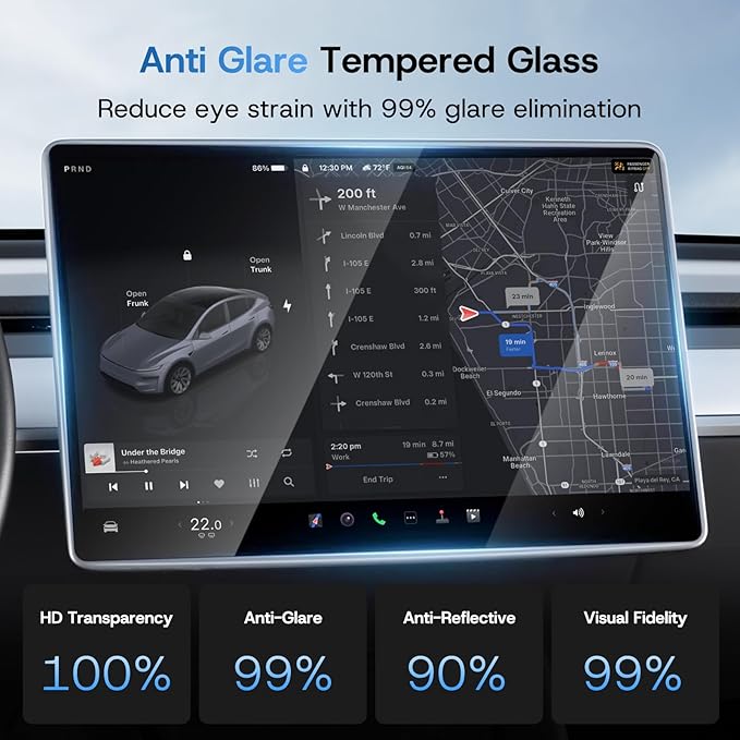 15.4 inch Screen Protector for Tesla Model 3/Y Accessories [Anti-Glare & Anti-Fingerprint] Front & Back Tempered Glass Screen Protector for Tesla Model Y 2025 & Model 3 Highland 2024-2026 - Matte