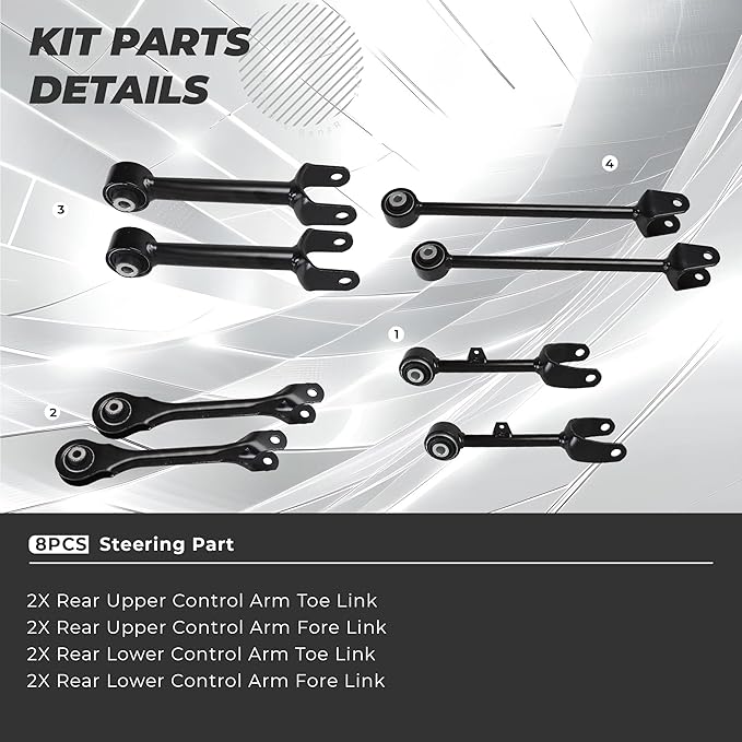 Rear Upper Lower Control Arm Compatible With 2017-2023 Tesla Model 3 2020-2023 Tesla Model Y 1044423-00-G 1044427-00-C 1044431-00-G 1044444-00-A Toe Link Fore Link Kit