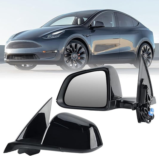 Left Driver Side Mirror Compatible with Tesla Model Y 2020-2024 Replacement 1594111-00-C 159411100C Power Heated Memory 13 Pins (Black)