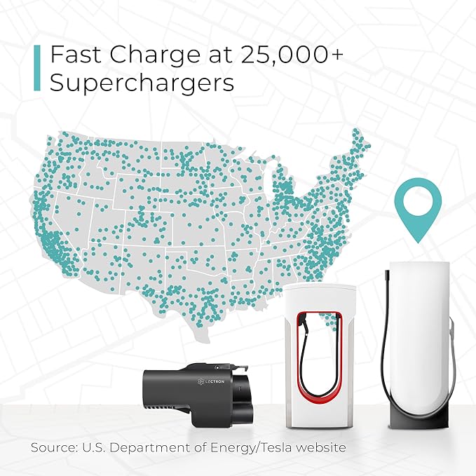 Lectron NACS to CCS Electric Vehicle Adapter - 500 Amps / 1,000V - Compatible with Tesla Superchargers - Fast Charge CCS1 EVs with Vortex Plug [Check with Your Automaker for Compatibility]