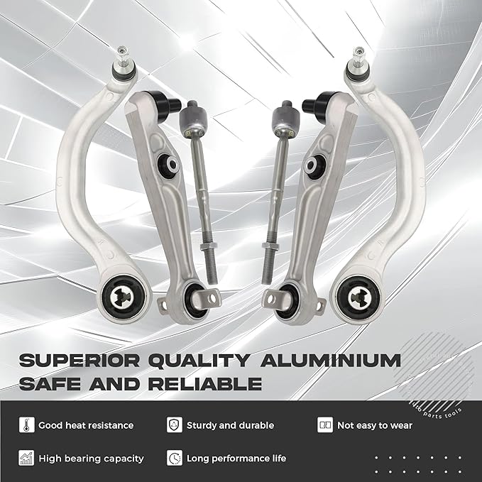 Suspension Front Control Arm Kit Compatible With 2017 2018 2019 2020 2021 Tesla Model 3 Sway Bar Link Front, Outer Tie Rod End & Inner Tie Rod End