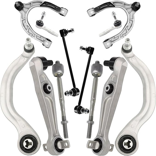 Suspension Front Control Arm Kit Compatible With 2017 2018 2019 2020 2021 Tesla Model 3 Sway Bar Link Front, Outer Tie Rod End & Inner Tie Rod End