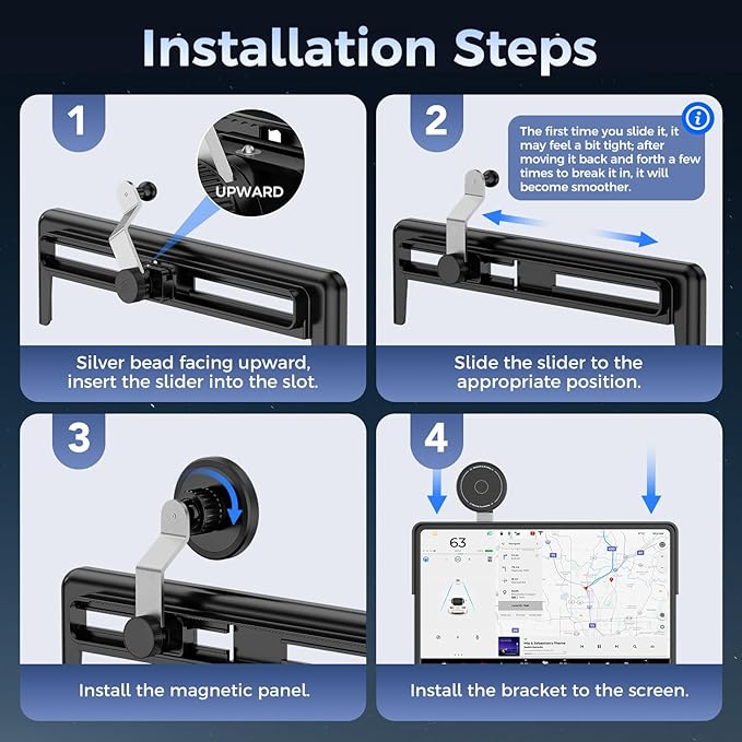 Flyradio for Tesla Model 3/Model Y Magnetic Slide Action Car Phone Holder - for iPhones & Galaxy Phones & Pixel Phones with Pixelsnap