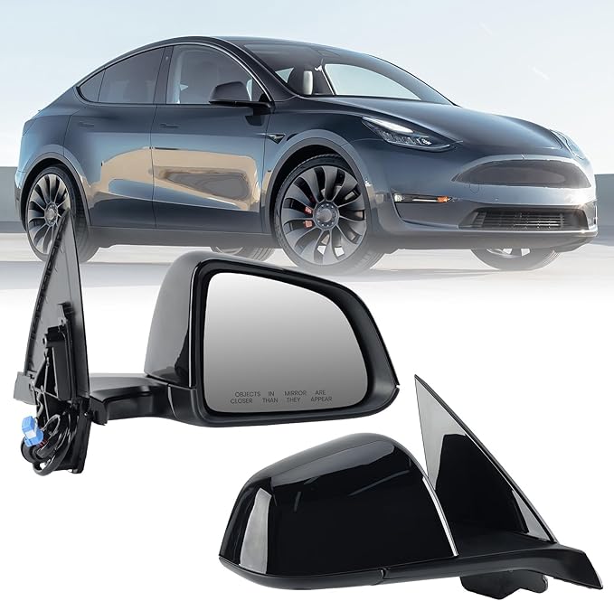 Right Passenger Side Mirror Compatible with Tesla Model Y 2020-2024 Replacement 1594112-00-C 159411200C Power Heated Memory 13 Pins (Black)