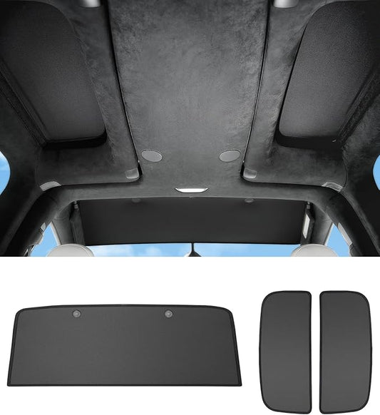 Zanch Upgraded Tesla Model X Sunshade Roof [No Gaps, Never Sag] 3PCS Heat Insulation Custom Fit Front Roof Glass Sun Shade for Model X 2020-2025, Black