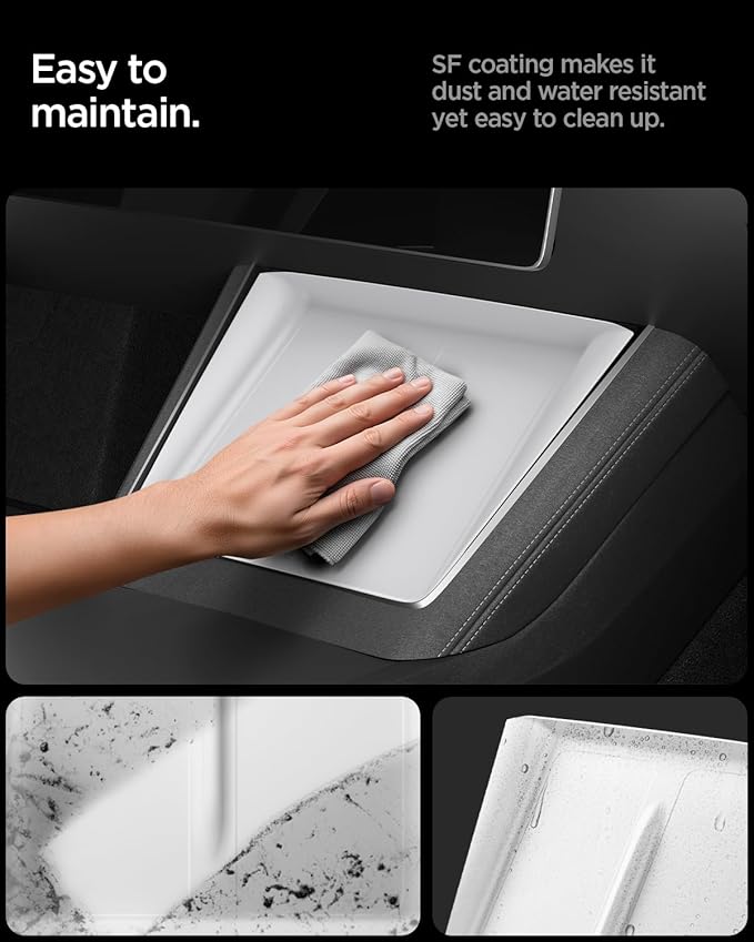 Spigen Ultra-Thin Wireless Charging Pad [Unobstructed Charging] Protective Silicone Mat Cover Accessories for 2025-2026 Tesla Model Y Juniper Premium/Performance - White