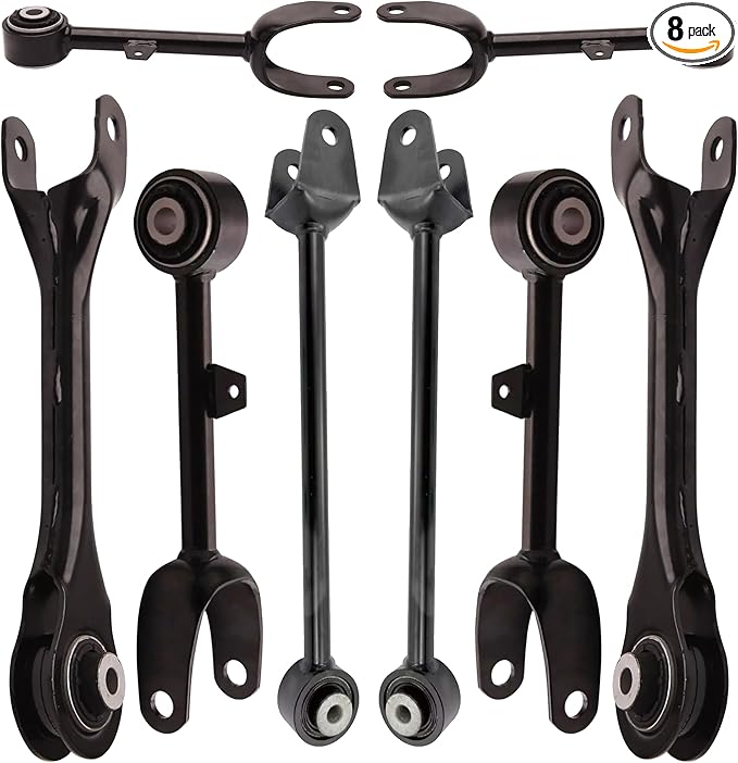 Rear Upper and Lower Control Arm Kit Toe Link & Fore Link 8 Pcs Compatible With 2017-2023 Tesla Model 3 Model Y Rear Control Arm Kit, 1044423-00-G, 1044427-00-C, 1044431-00-G, 1044444-00-A