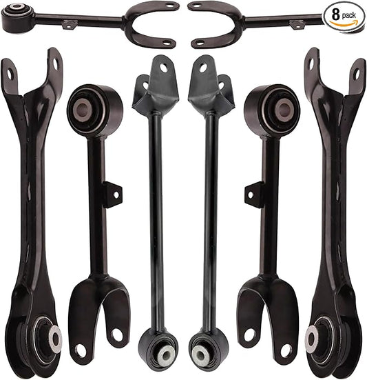 Rear Upper and Lower Control Arm Kit Toe Link & Fore Link 8 Pcs Compatible With 2017-2023 Tesla Model 3 Model Y Rear Control Arm Kit, 1044423-00-G, 1044427-00-C, 1044431-00-G, 1044444-00-A