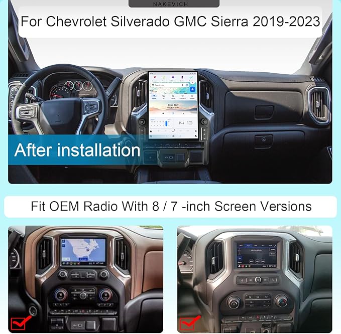 15.6 Inch Qualcomm Android Car Radio for for Chevrolet Chevy Silverado GMC Sierra 2019 2020 2021 2022 2023 2024 Stereo Upgrade Tesla Style Head Multimedia Touch Screen Player GPS Navigation