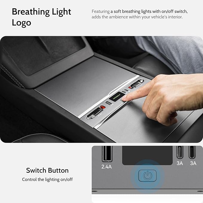 125W Max Retractable USB Hub, Tesla New Model Y Juniper (2026/2025) Accessories, Super Fast Charger Up 65W for MacBook Pro/Air/iPhone 16/15/Samsung Series, 5 in 1 Docking Station