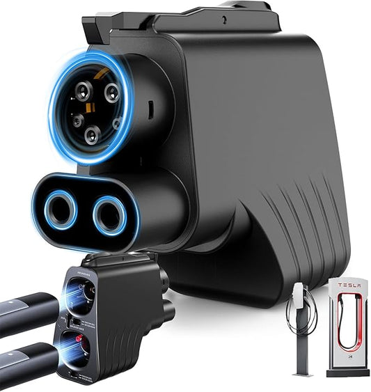 Upgraded 2In1 NACS to CCS Adapter, Max 500A 1000V Tesla Supercharger to CCS1 Charging Adapter, CCS1 EVs Electric Vehicle Adapter Compatible with Tesla AC/DC Level 1 2 3 Charging Stations