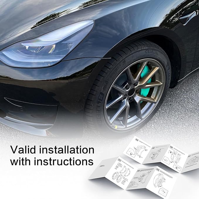-Brake Caliper Covers Set Compatible with for Tesla Tesla Model 3 2017-2023, 18” & 19” Wheels – Easy Clip-On Installation, Enhanced Cooling – Complete Kit – (Sky Blue)