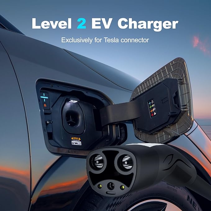Level 2 Tesla Charger, Level 2 EV Charger for Tesla with 20FT Cable, 7KW 32Amp, NEMA 14-50 Plug, NACS Connector, 240V Portable Electric Car Charger for Tesla Models Y/X/3/S