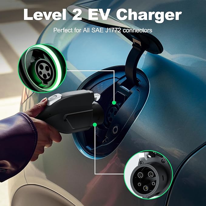 Level 2 EV Charger, 32A/7KW Electric Vehicle Portable Charger with 28FT Cable, Home EV Charging Station, 240V NEMA 14-50 Plug, for All SAE J1772