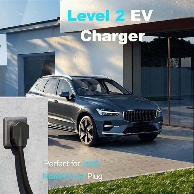 Level 2 Tesla Charger, Level 2 EV Charger for Tesla with 20FT Cable, 7KW 32Amp, NEMA 14-50 Plug, NACS Connector, 240V Portable Electric Car Charger for Tesla Models Y/X/3/S