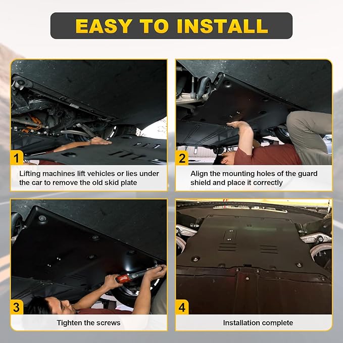 Front Skid Plate Compatible with 2017-2025 Tesla Model 3 & 2020-2025 Tesla Model Y, Under Motor Guard Splash Shield Cover with Install Accessories