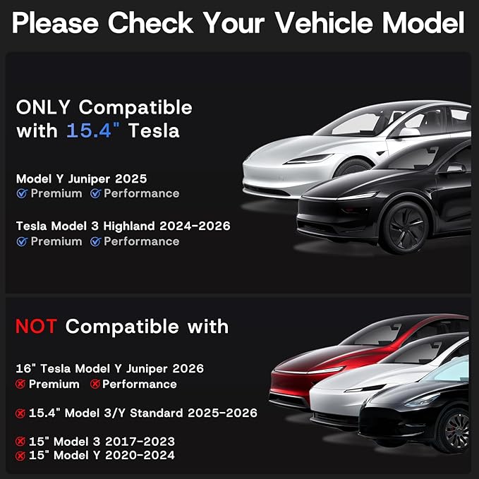 15.4 inch Screen Protector for Tesla Model 3/Y Accessories [9H & Anti-Fingerprint] Front & Back Tempered Glass Screen Protector for Tesla Model Y 2025 & Model 3 Highland 2024-2026 - Glossy