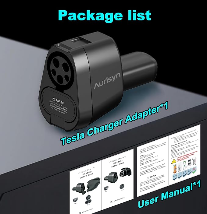 Aurisyn 2-in-1 CCS1 to Tesla & J1772 to NACS Adapter, 250kW 500V Fast Charging for Tesla Model 3/Y/X/S/Cybertruck, Compatible with ChargePoint/EVgo/Electrify America, CCS & J1772 Charging Stations