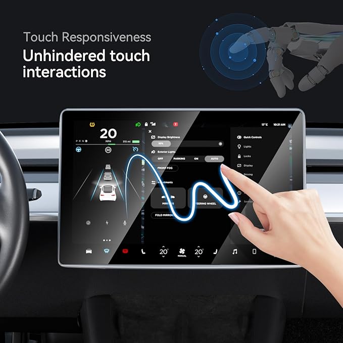 15 inch Screen Protector for Tesla Model Y /3 Accessories (No for 3 Highland & Y Juniper), [9H & Anti-scratch & Fingerprint] Front Protector for Model Y (2020~2024) Model 3 (2017~2023) - Glossy