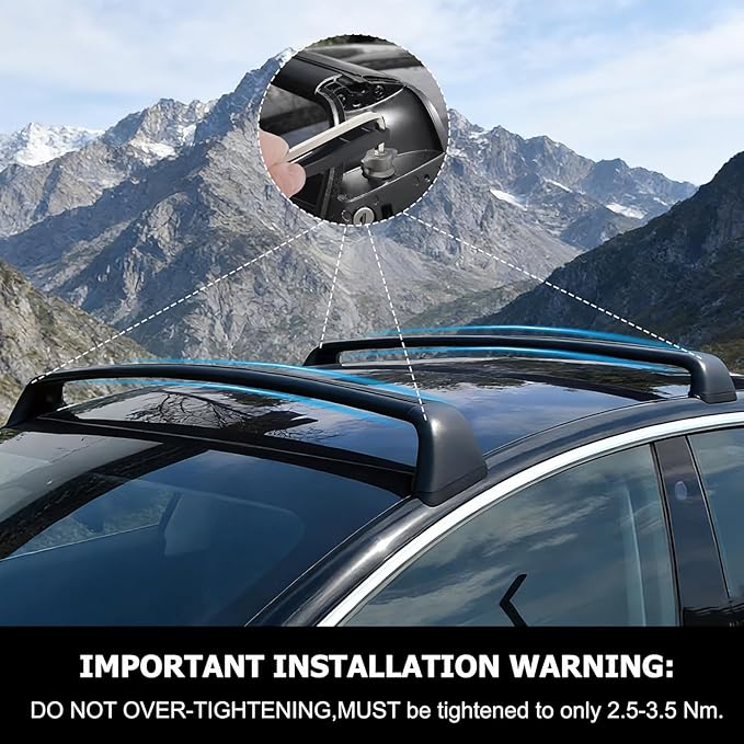 Frani Roof Rack for Tesla Model Y 2020-2027 - Lockable Aerodynamic Aluminum Cross Bars, Easy No-Drill Installation, Anti-Theft Locks Included