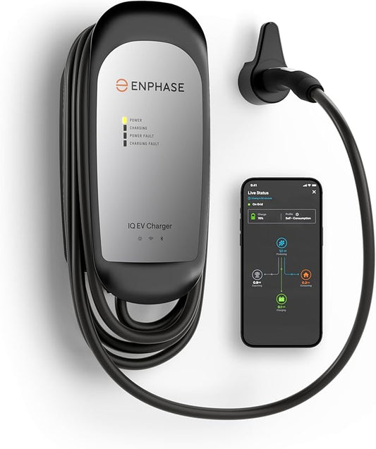 NACS Connector 32 Amp Hardwired EV Charger - Enphase IQ 40, Level 2 Smart Charger with Wi-Fi, Safety Certified, Indoor/Outdoor, 25 ft Rugged Cable, Charges Tesla Electric Vehicles