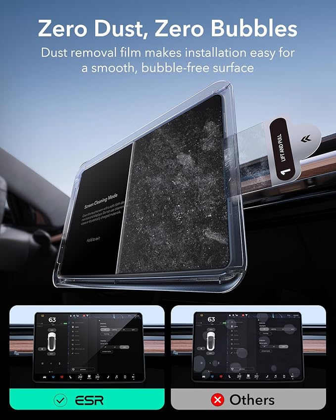 ESR Tempered Glass Screen Protector for Tesla Model Y (2025-2020), Tesla Model 3 (2023-2017), 15'' Touchscreen Protector, 9H Glass Matte Film Accessories with Alignment Kit, Anti Glare, Bubble Free