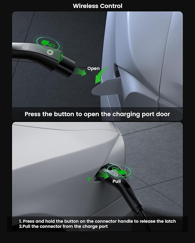 32A Level 2 Tesla Charger, [1.8″ Led Screen, 10-32A Adjustable Current, Timing Delay, Ip67/Ip65] 25ft Tesla Mobile or Home Wall Charger, 240V Nema 14-50 Plug, Wall Mount, Connector for Model X/Y/3/S