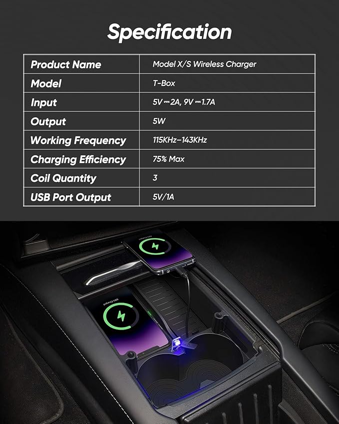 CARxion® for Model S & Model X Wireless Charger (2016-2019, OEM Car Accessories)