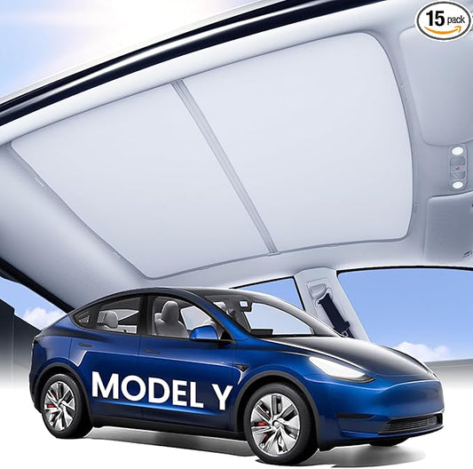 Zanch Tesla Model Y Sunshade Roof[No Sag, No Gaps, Stay Cooler] Multi-Layer UV Reflective Foldable Glass Sunroof ,Accessories for Model Y 2020-2025 (Not Fit New Y Juniper),Gray