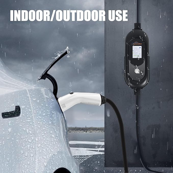 Tesla Charger, Level 2 EV Charger 50Amp 240V with NEMA 14-50 Plug, 25FT Cable Portable Electric Car Charging Station for Tesla Model S/3/X/Y/Cybertruck, Home & Outdoor Use, Delay Timer, LCD Display