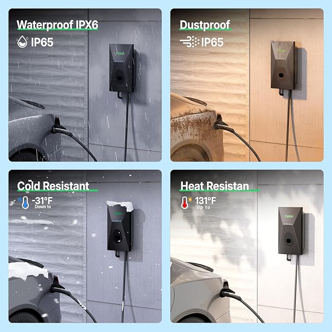 CALION Level 2 EV Charger for Tesla, 50 Amp, 240V Wall Connector,Smart APP Control, Fast Charging Home EV Charging Station with WiFi, Indoor/Outdoor,Applicable to Tesla Model Y/3/S/X