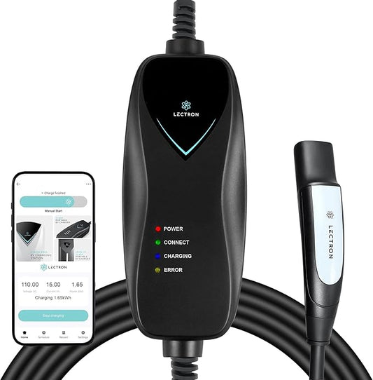 Lectron Level 1 Tesla Charger (WiFi Version) - 120V, 15 Amp, NEMA 5-15 Plug, 16 ft Cord - Portable Electric Car Charger for Tesla - Compatible with All Tesla Models S/3/X/Y/Cybertruck & NACS Evs