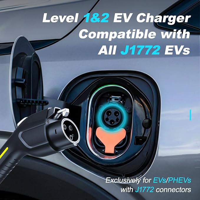 Level 1&2 EV Charger 2026 Upgraded 16A 3.5KW - 20FT Cable & Dual NEMA Adapter (5-15/6-20) - 110V-240V Portable Electric Car Charger for All SAE J1772 EVs