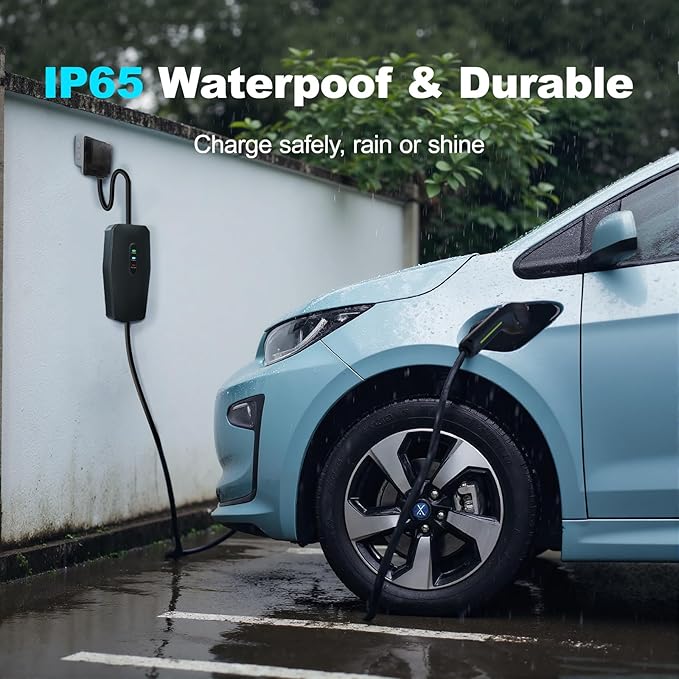 Level 2 EV Charger 32A 7KW - 20FT Cable & NEMA Adapter (14-50) - 240V Portable Electric Car Charger for All SAE J1772 EVs